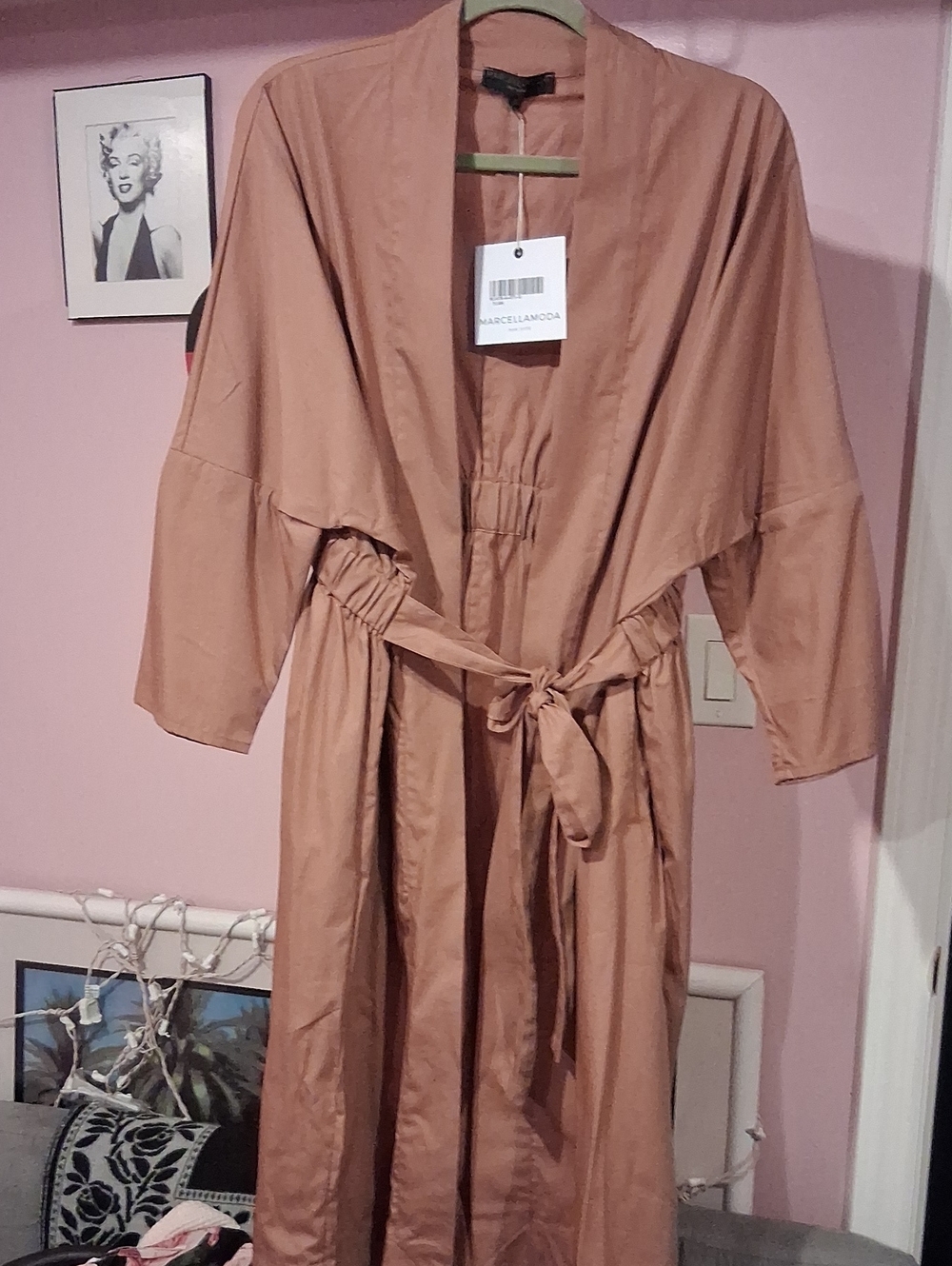 Camel Tie-Waist Long Robe